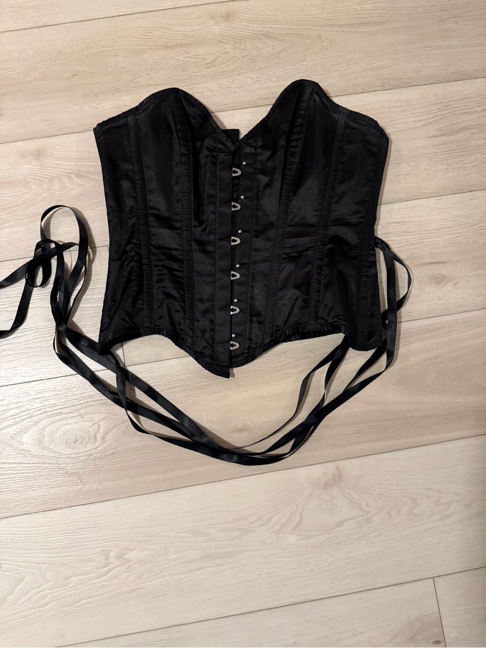 Black Satin Steel Boned Corset